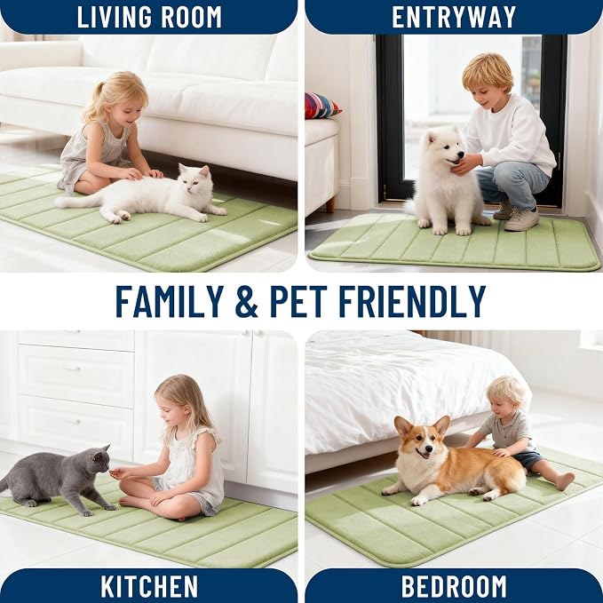 OLANLY Memory Foam Long Bathroom Rugs Runner 47x24, Super Soft Absorbent | Vanilla, Quick Dry Bath Mat, Machine Washable Shower Floor Rugs, Bathmat Carpet for Bathroom Floor, Tub and Shower