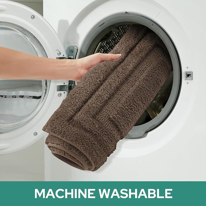 HOMEIDEAS Bathroom Rugs Sets 2 Piece, Super Soft and Absorbent Non Slip Microfiber U-Shaped Toilet Bath Mat Set (20"x32"+U20 x24, Brown) | Super Soft and Absorbent Non Slip Microfiber Bath Rug，Machine Washable, for Bathroom, 20"x32"+U Shape 20"x24"