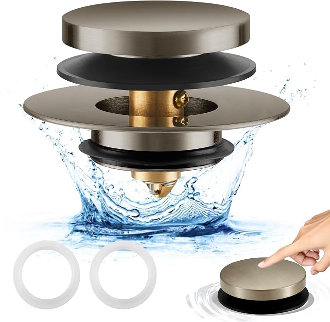 Bathtub Drain Stopper, Tub Plug for 1.5"-1.72" Regular Drains | Universal Pop Up Tub Stopper Replacement for Tip Toe/Trip Lever/Lift&Turn Tub Drains, 3 O-Rings,Brushed Silver