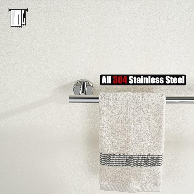 JQK Chrome Towel Bar, 15 Inch 304 Stainless Steel Thicken 0.8mm Towel Rack Bathroom, Towel Holder Polished Finished Wall Mount, Useable Length 12 Inch, TB110L12-CH