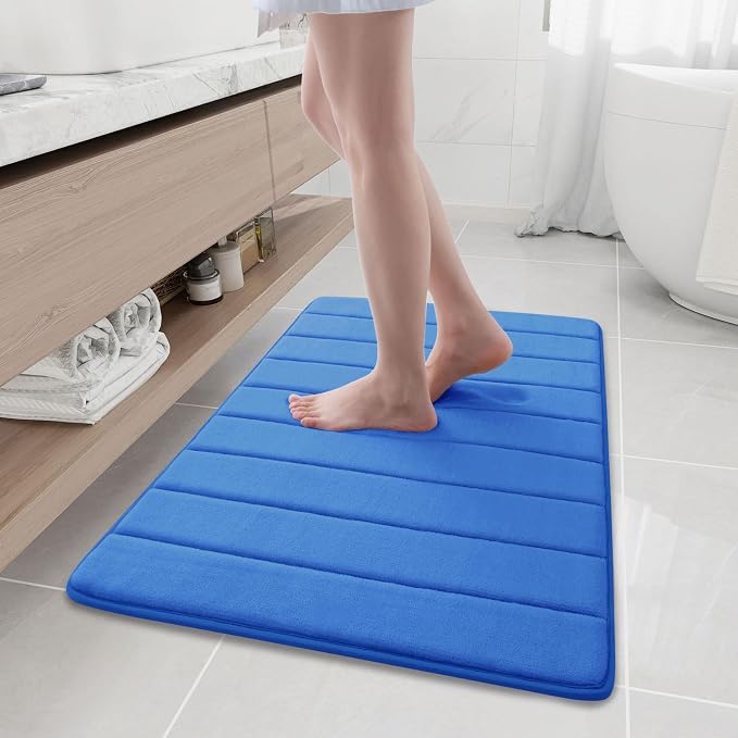 Buganda Memory Foam Bath Mat 35.4 x 24, Ultra Soft Absorbent Bathroom Rugs | Royal Blue, Machine Washable Quick Dry Bath Mats for Bathroom Floor, Shower and Tub, Home Decor Accessories
