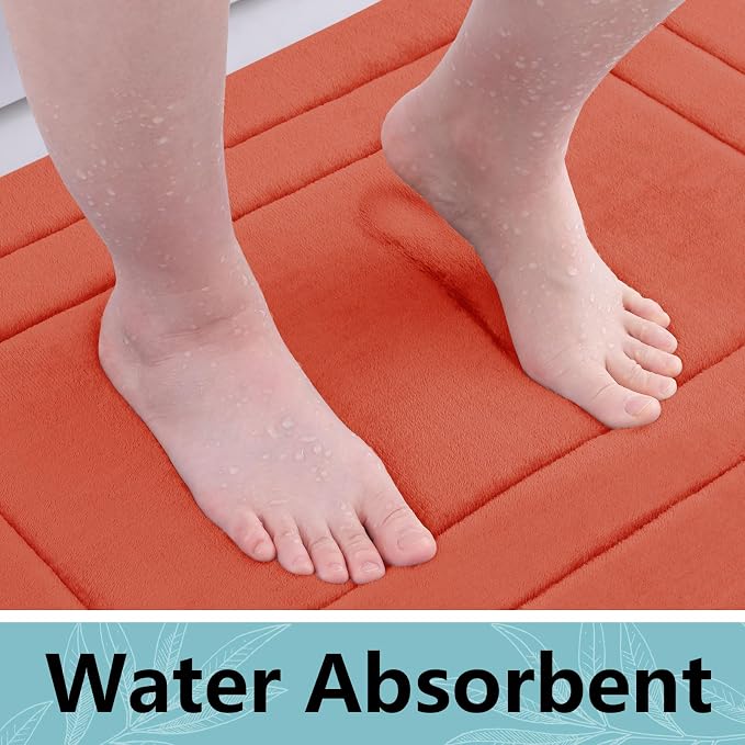 Arotive Memory Foam Bathroom Rug Mat 54x24, Ultra Soft and Absorbent Bath Mat, Machine Wash Dry, Comfortable Bath Rug Carpet for Bathroom Floor, Tub and Shower, Coral