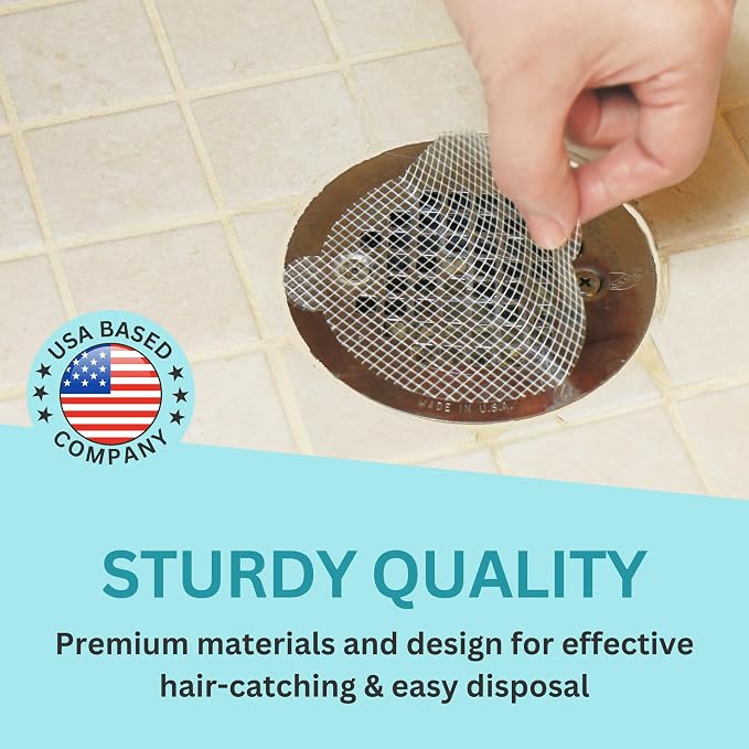 25 Pack Disposable Shower Drain Hair Catcher Mesh Stickers - Peel & Stick Drain Strainers to Prevent Clogs, Strong Waterproof Adhesive, Mess-Free Disposable Drain Covers for Shower & Bathtub