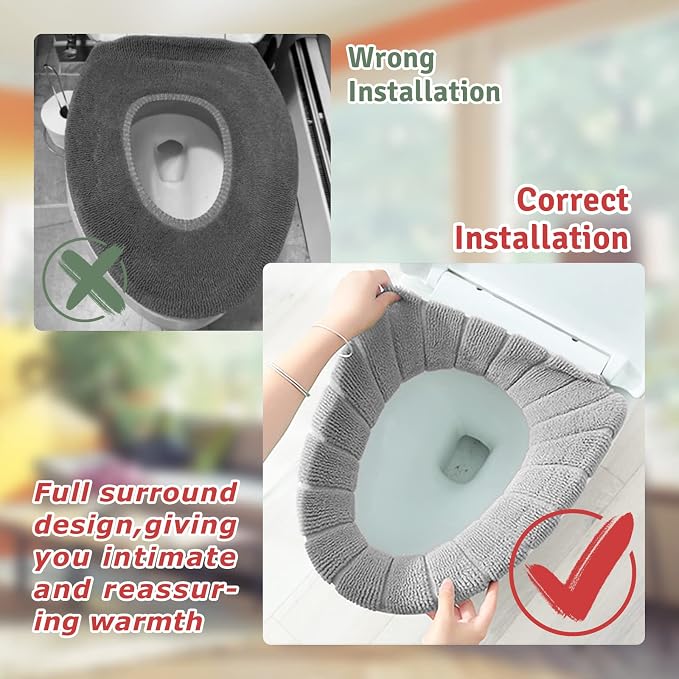 Legigo 5 Pack Toilet Seat Cover, Soft Toilet Seat Warmer Pads for Bathroom | Warmth, Comfort & Easy to Install, Toilet Seat Cushion Covers, Washable and Stretchable