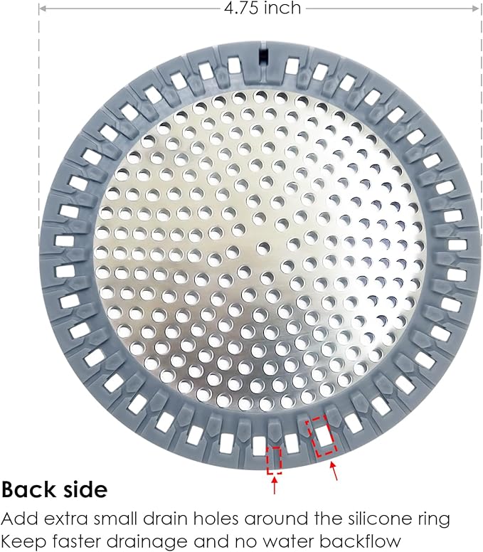 Huntonry Drain Hair Catcher, Shower Hair Drain Catcher, Shower Drain Cover, Bathtub Drain Strainer, Tub Hair Catcher, Bathroom Sink Strainer Hair Trap Filter, Bathroom Drain Defender, Flat, Round