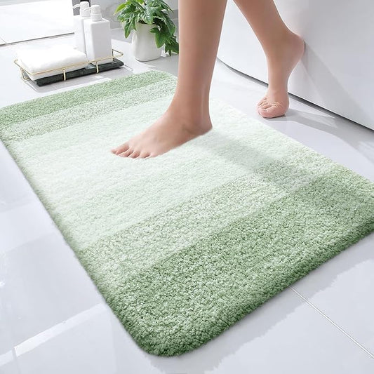 OLANLY Small Bathroom Rugs 24x16, Extra Soft Absorbent Microfiber Bath Rugs | Sage Green, Non-Slip Quick-Drying Rubber Backing, Washable Plush Bath Mat for Floor, Tub and Shower, Home Decor Accessories
