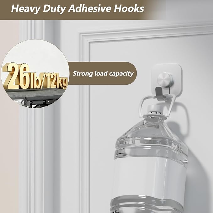 Aikzik 4 Pack Large Heavy Duty Wall Hooks - 26lb Max, Stainless Steel Adhesive Towel Hooks for Hanging Towel, Coat, Robe, Sticky Towel Holder for Wall Mount in Bathroom, Kitchen, Shower, Door - Silver