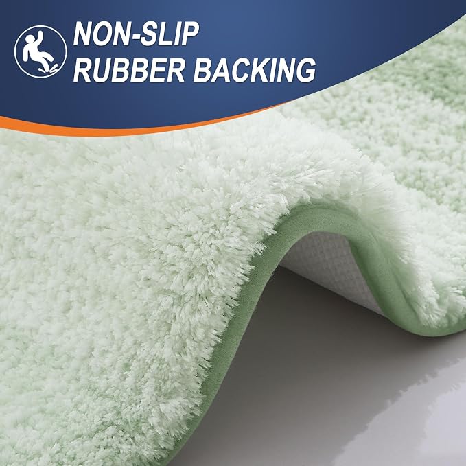 OLANLY Bathroom Runner Rug 47x24, Extra Soft Absorbent Microfiber Bath Rugs | Sage Green, Non-Slip Quick-Drying Rubber Backing, Washable Long Bath Mat for Floor, Tub and Shower, Home Decor