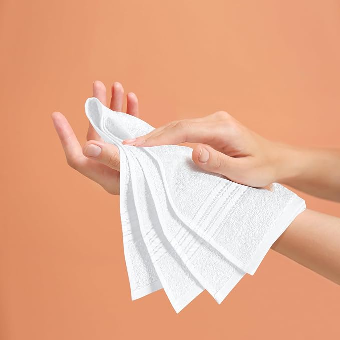 BOUTIQUO Ultra Soft Cotton 6 -Piece Hand Towel Set 16x24 Inch, Ideal for use in Bathroom, Kitchen, Gym, Spa & General Cleaning, Compact & Lightweight Multi Purpose Hand Towels - White