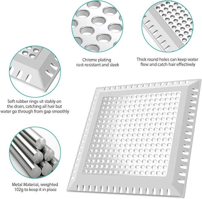Aojuxix Shower Drain Hair Catcher/Drain Protector/Shower Drain Cover | Stainless Steel and Silicone Hair Trap for Bathroom Floor Drain (Patented Product)