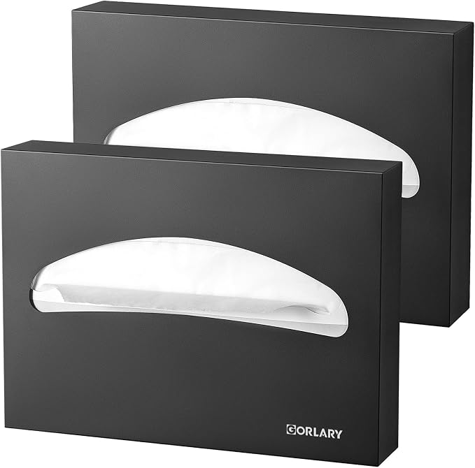 2 Packs Toilet Seat Cover Dispenser Wall Mounted Stainless Steel Matte Black