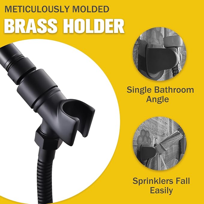 All Metal Handheld Shower Head Holder, Adjustable Wand Holder with Universal Arm Mount and Brass Pivot Ball