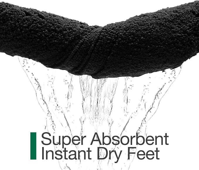 LUMI Ultra Soft Bathroom Rugs Absorbent, Non Slip Bath Mat 16X24, Black | Machine Washable with Rubber Backing, Quick Dry, Premium Microfiber Plush Carpet for Bathtub and Shower Floor