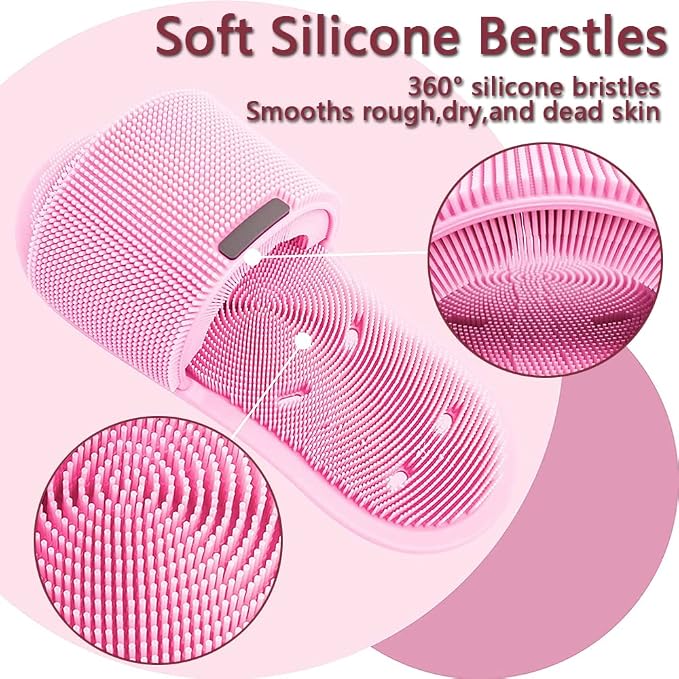 Shower Foot Scrubber - Soft Silicone Cleaner With Non-Slip Suction Cups, Exfoliating Dead Skin Massager Slipper to Improve Circulation & Soothe Tired Feet for Unisex Adults - 1pcs (Pink)