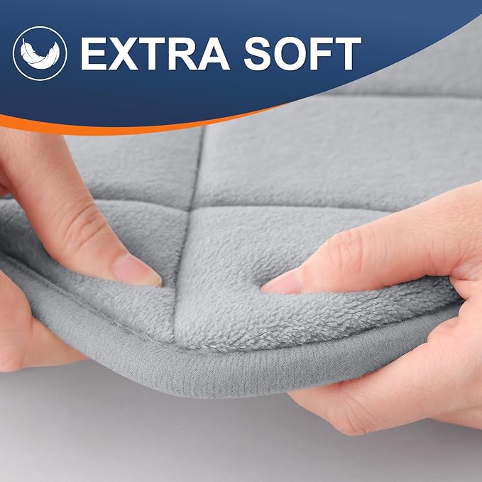OLANLY Memory Foam Bath Mat 36x24, Ultra Soft and Absorbent Bathroom Rugs | Light Gray, Quick Dry, Machine Washable Shower Bath Rugs, Comfortable Bath Carpet for Bathroom Floor, Tub and Shower