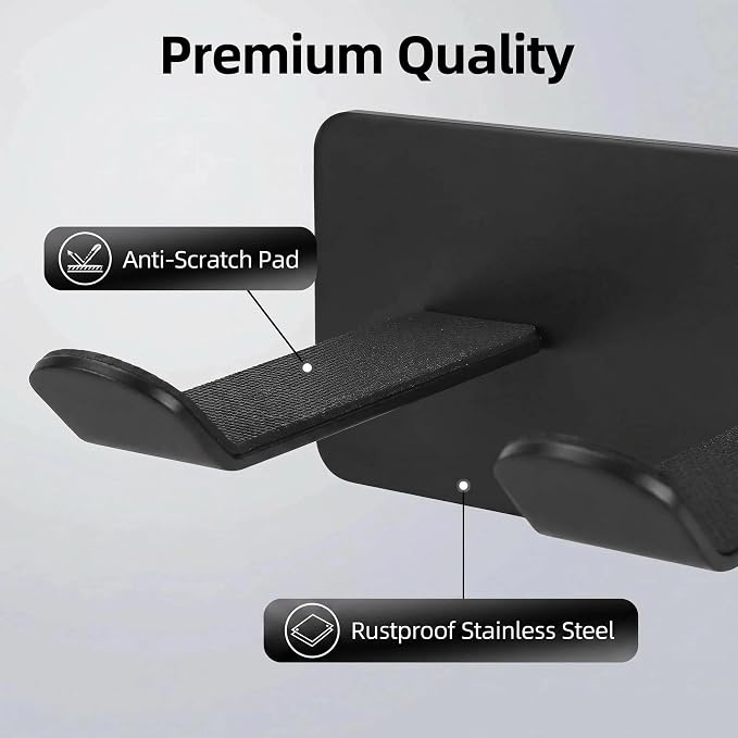 Hair Dryer Holder Wall Mount, Universal Hair Dryer Hanger for Bathroom/Bedroom/Barbershop, 304 Stainless Steel Organizer with 3M Adhesive, No Drilling Space Saver (Black)