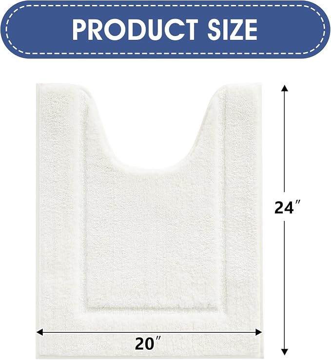 IM HOME Toilet Rugs, Ultra Soft Thick Plush Fluffy Microfiber Absorbent Contour Bathroom Rugs for Toilet, Non-Slip Backing, Machine Washable Bath Mats for Bathroom, Tub, Cream White/U-Shaped 24"x20"