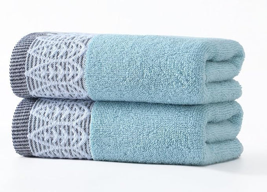 2 Pack Decorative Hand Towels, Leaf Design Cotton | Highly Absorbent Towels Set for Bathroom, Face Spa, Kitchen, 13 x 30 Inches