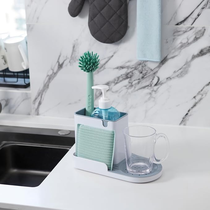 Amazon Basics Kitchen Sink Caddy Organizer for Sponge and Brush Storage, Large, White (Pack of 12)