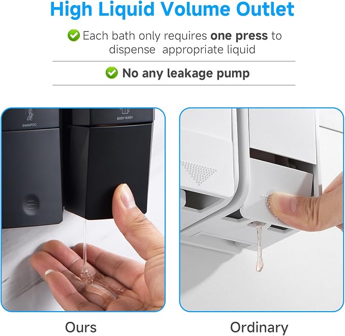 Shampoo and Conditioner Dispenser,GlintGath Shower Dispenser 2 Chamber No Drill Shampoo Dispenser for Shower Wall Mounted Shower Soap Dispenser for Bathroom Hotel,Large Capacity 2 * 500ML,Black