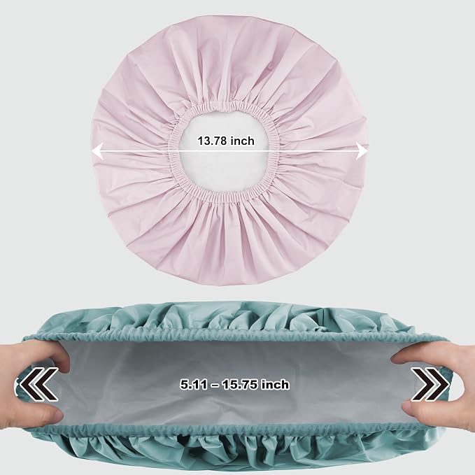 2 Pack Shower Caps for Women, Reusable Waterproof Shower Cap with Elastic Band, Thickened Waterproof Fabric Shower Bonnet for Braids, Long Hair