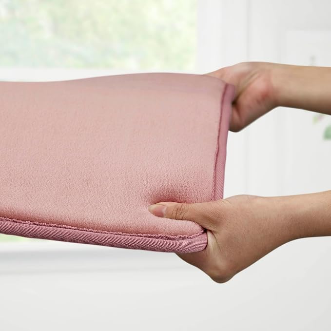 Memory Foam Bath Mat Non Slip Absorbent Super Cozy Velvet Bathroom Rug Carpet (72 inches X 24 inches, Mauve)