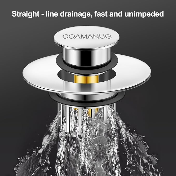 coamanug Bathtub Stopper | Shower Drain Hair Catcher, Pop-up Tub Stopper with Strainer | Bathroom Drain Plug | Drain Protector for 1-1/2 to 1-3/4"" Bath Drain Hole