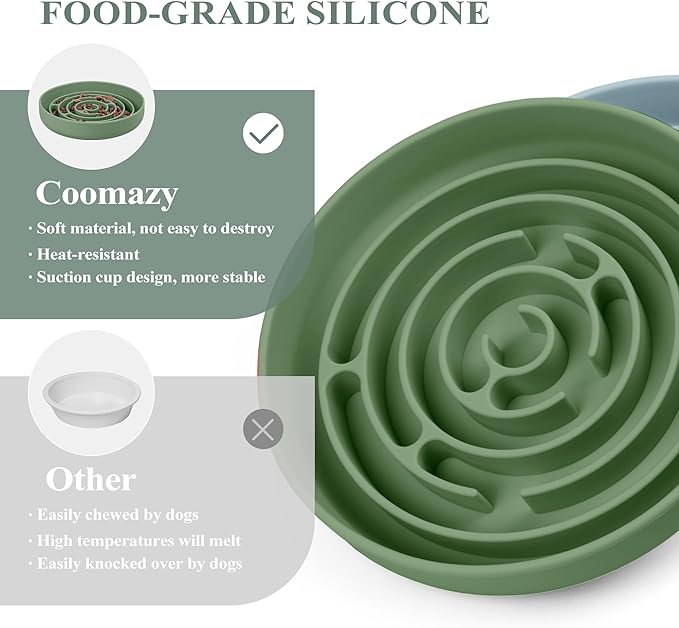Coomazy Extra Large Slow Feeder Bowl, Silicone Dog Bowl with Suction Cups | Slow Feeder & Non-Slip Design, Boredom and Anxiety Reducer, Suitable for Large Dogs