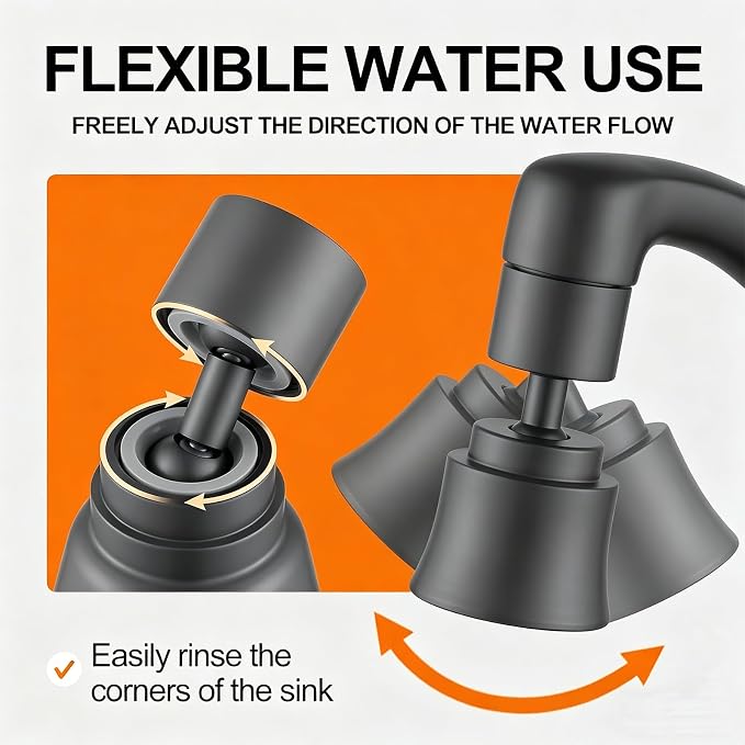2 Pack Metal Faucet Aerator - Dual Modes Sink Sprayer Attachment for Bathroom - 360° Swivel Kitchen Faucet Sprayer Attachment - Anti-clogging Design - Gun Gray