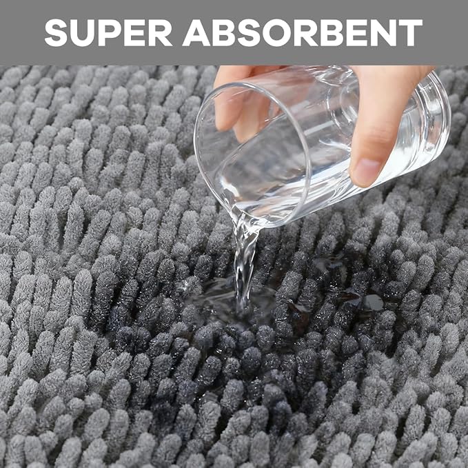 RUN HELIX Toilet Rugs U-Shaped 20x20 Extra Soft Chenille Bath Rugs, PVC Backing Quick Dry, Machine Washable Contour Bathroom Rugs for Toilet Contoured Bath Mats Home Decor Accessories Light Grey