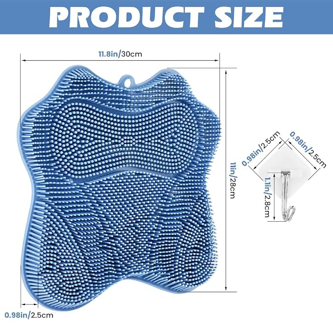 Shower Foot Scrubber,Shower Foot and Back Scrubber with Suction Cups,Butterfly Form Design,3 Brush Designs for Deep Cleaning Shower,Foot Scrubber Mat for Smooth Exfoliation(Blue)