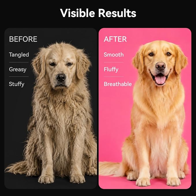 aumuca Dog & Cat Deshedding Brush – Pet Grooming Brush & Undercoat Rake for Long or Short Hair – Dematting Comb for Dogs, Cats, Matted Fur, Kitten, Puppy, Rabbit, Horse