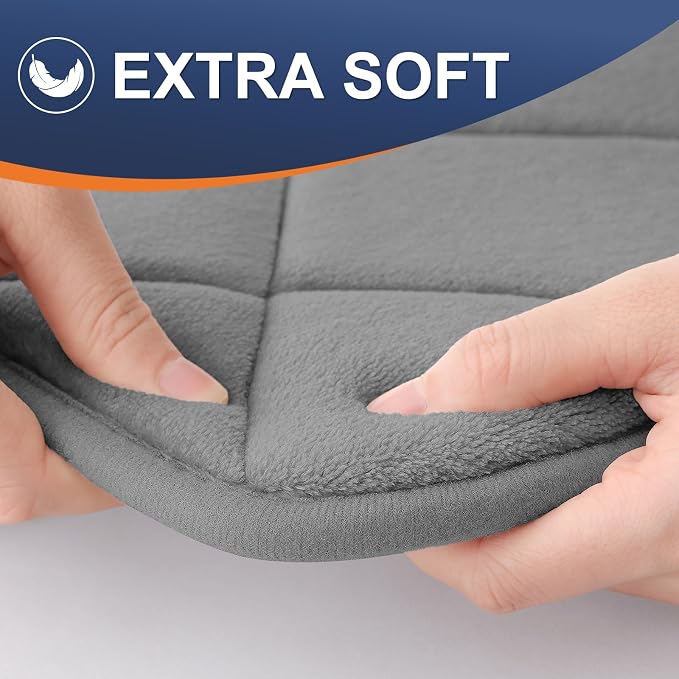 OLANLY Memory Foam Toilet Rugs U-Shaped 24x20, Ultra Soft and Absorbent | Grey, Quick Dry Commode Contour Rugs, Machine Washable, Comfortable Bathroom Contour Bath Mats for Toilet Base