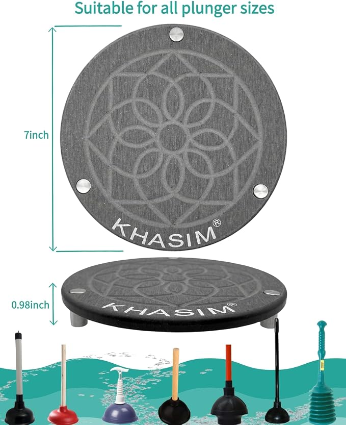 Plunger Mat,Plunger Tray - Stone Drying Mat for Toilet Plunger,Strong Water Absorption,Plunger Holder Drip Tray for Bathroom,Diameter 7-inch(1 Pcs,Gray)