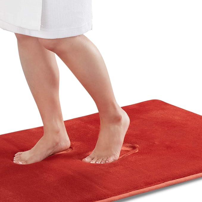 Memory Foam Bath Mat Non Slip Absorbent Super Cozy Velvet Bathroom Rug Carpet (22 inches X 42 inches, Autumn Glaze)