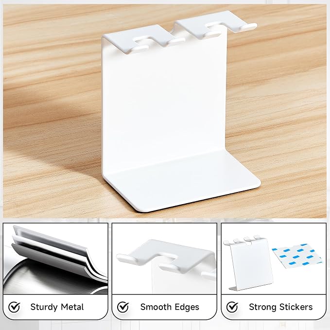 Electric Toothbrush Head Holder, Oukimly Toothbrush Holder Wall Mounted or Desktop, Metal Tooth Brush Holder, Shower Brush Head Holder, Electric Toothbrush Holder for Bathroom (White, Small)