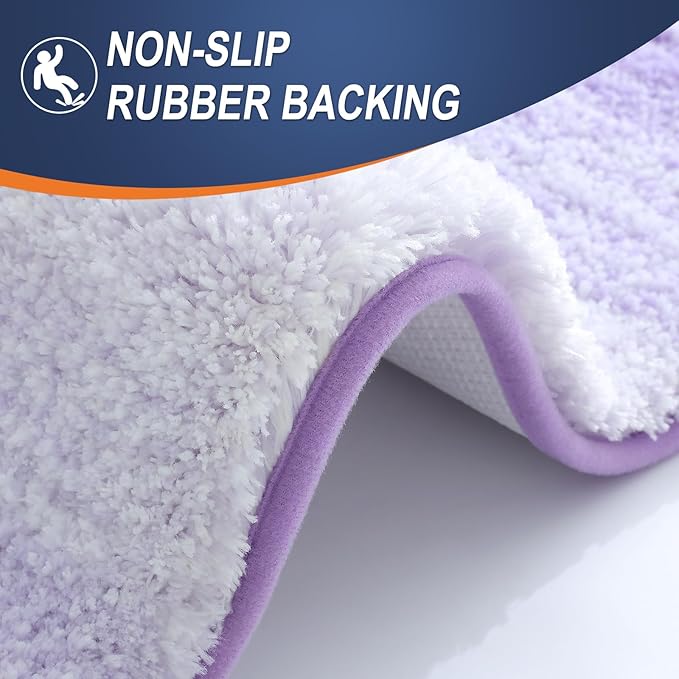 OLANLY Bathroom Runner Rug 40x24, Extra Soft Absorbent Microfiber Bath Rugs | Light Purple, Non-Slip Quick-Drying Rubber Backing, Washable Long Bath Mat for Floor, Tub and Shower, Home Decor