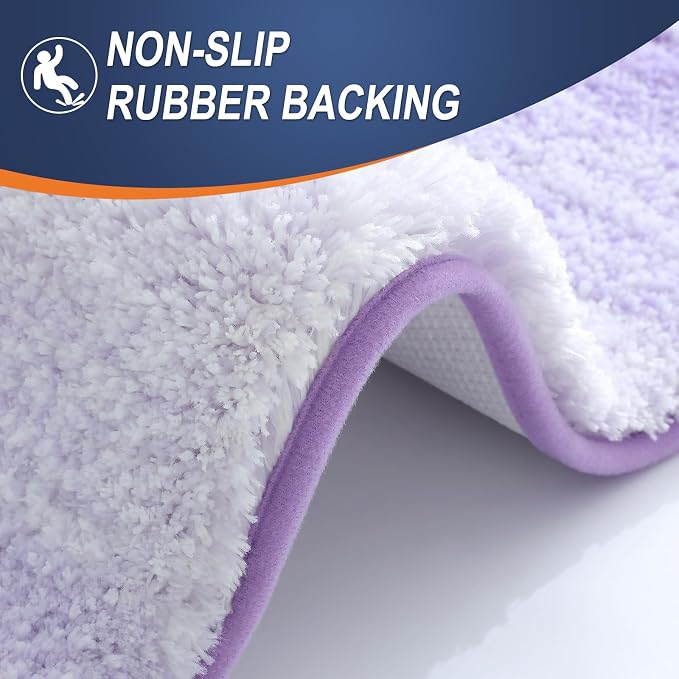 OLANLY Bathroom Runner Rug 70x24, Extra Soft Absorbent Microfiber Bath Rugs | Light Purple, Non-Slip Quick-Drying Rubber Backing, Washable Long Bath Mat for Floor, Tub and Shower, Home Decor