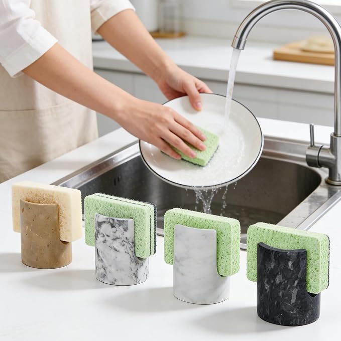 Marble Sponge Holder, Cloudy Gray | Kitchen Sink, Rustic Farmhouse Decor, Dish Sponge Caddy