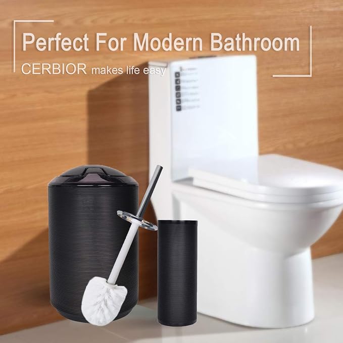 CERBIOR Bathroom Accessories Set 6 Piece Spiral Pattern Bath Ensemble,Black | Includes Soap Dispenser, Toothbrush Holder, Toothbrush Cup, Soap Dish for Decorative Countertop and Housewarming Gift