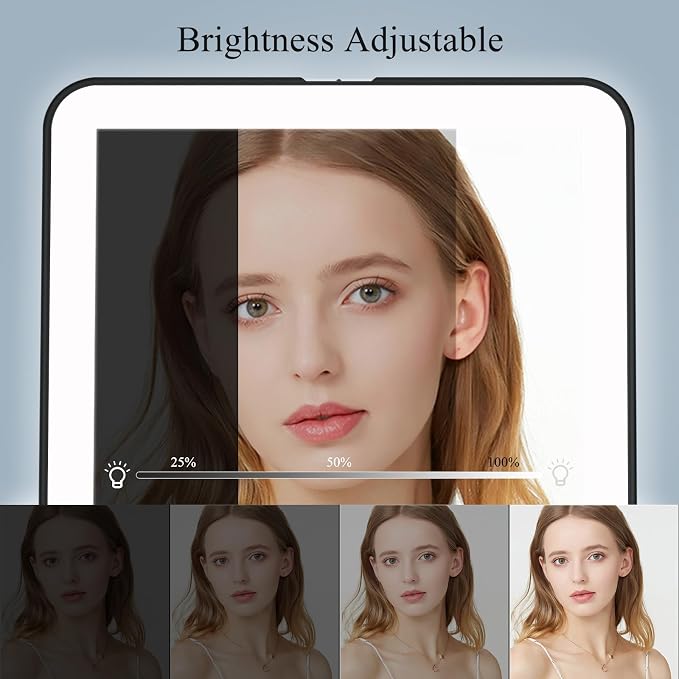 FUNTOUCH Rechargeable Travel Makeup Mirror with 72 Led Lights Portable | Lighted Beauty Mirror, 3 Color Lighting, Dimmable Touch Screen, Tabletop LED Folding Cosmetic Vanity Mirror