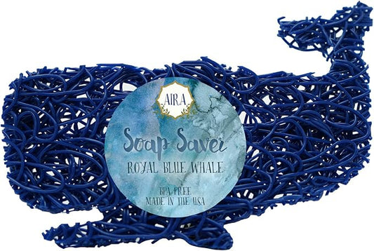 Aira Soap Saver - Dish & Holder Accessory - BPA Free Shower & Bath Holder - Drains Water, Circulates Air, Extends Life - Easy to Clean, Fits All Dish Sets - Blue Whale