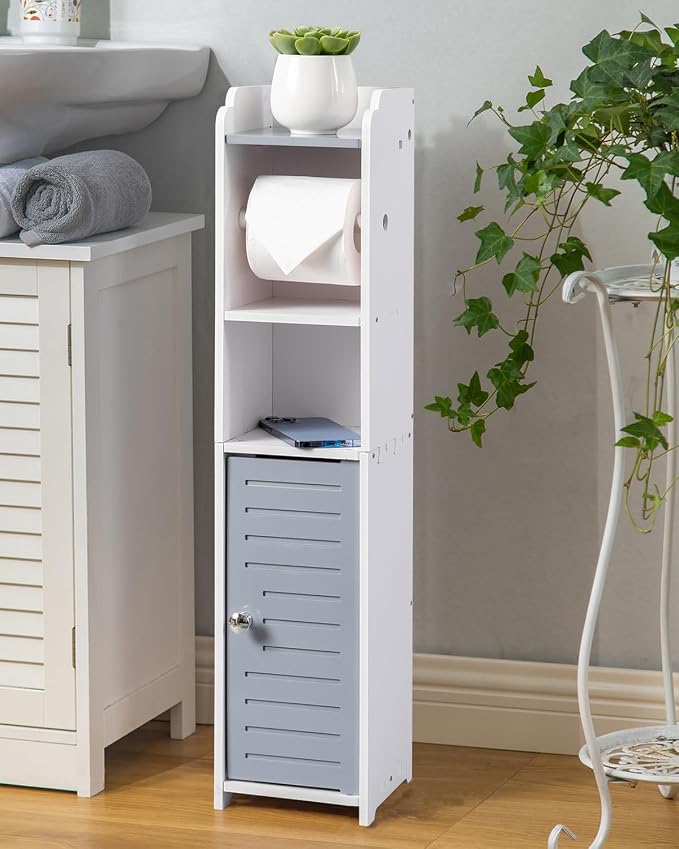AOJEZOR Toilet Paper Holder Small: Bathroom Storage Cabinet for Renters