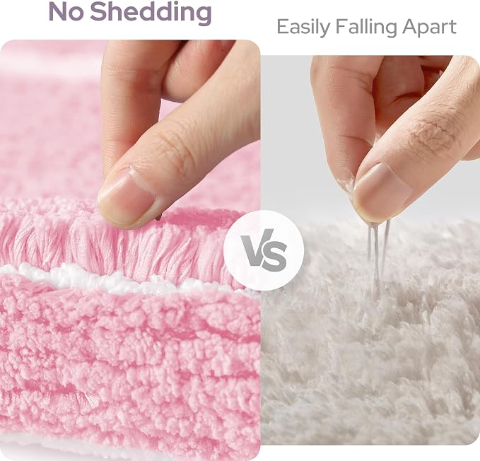HOMEIDEAS Light Pink Bathroom Rugs Sets 2 Piece 20" x 32" + 16" x 24" | Super Soft and Absorbent Microfiber Tufted Bath Mats, Non-Slip and Machine Washable for Bathroom, Shower, Tub