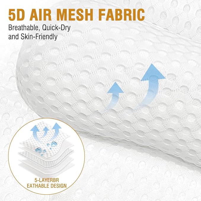 SZXYX Bath Pillows for Tub,Luxury Bath Pillows for Tub with Head, Neck & Back Support,5D Air Mesh Bathtub Pillow with 6 Strong Suction Cups Relaxing Bath Accessories Spa Gift for Woman