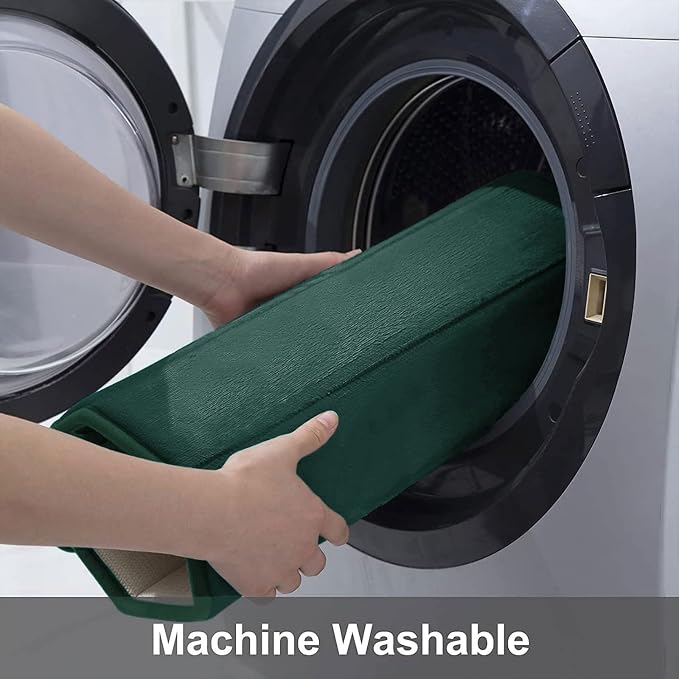 Buganda Memory Foam Bath Mat 44 x 24, Ultra Soft Absorbent Bathroom Rugs | Dark Green, Machine Washable Quick Dry Bath Mats for Bathroom Floor, Shower and Tub, Home Decor Accessories