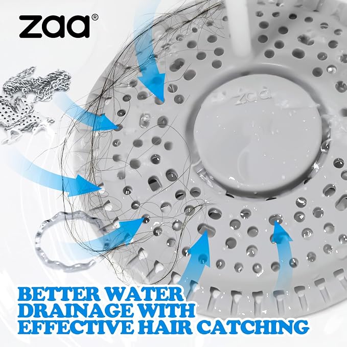 Shower Drain Hair Catcher Silicone Flat Floor Strainer Protector | Gray Weighted Flat Shower Drain Protectors, Traps Hair Before Clogs, Easy to Clean in Seconds, Fits Flat Floor Drains