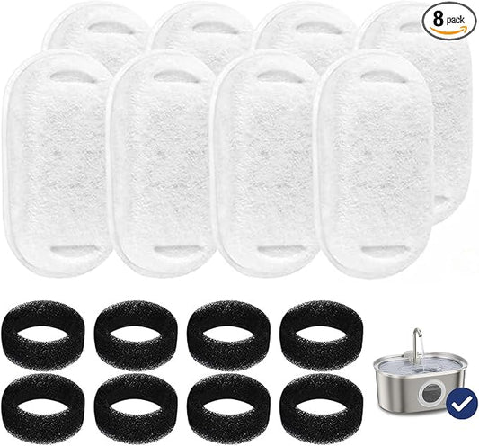 PawsPik SS-01 Pet Water Fountain Replacement Filters, 8 - Pack