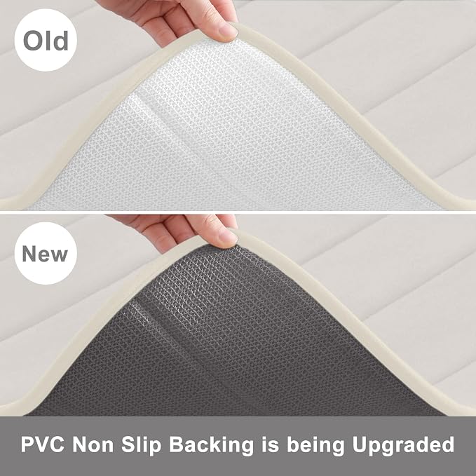 Buganda Memory Foam Bath Mat 70 x 34, Ultra Soft Absorbent Bathroom Rugs | Cream, Machine Washable Quick Dry Bath Mats for Bathroom Floor, Shower and Tub, Home Decor Accessories