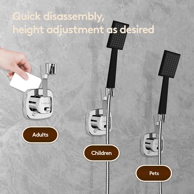 360° Swivel Shower Head Holder with Suction Cup | 10kg Load Capacity, Tool-Free Installation in Seconds | Removable and Rust-Resistant Shower Bracket with Storage Hook (White)